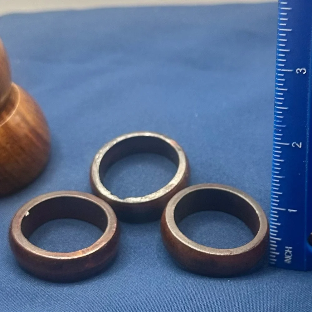 Vintage Mid-Century Modern Wooden Napkin Ring Set - 10 Piece